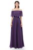 ColsBM Hana Violet Bridesmaid Dresses Romantic Short Sleeve Floor Length Pleated A-line Off The Shoulder