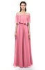 ColsBM Hana Watermelon Bridesmaid Dresses Romantic Short Sleeve Floor Length Pleated A-line Off The Shoulder