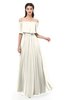 ColsBM Hana Whisper White Bridesmaid Dresses Romantic Short Sleeve Floor Length Pleated A-line Off The Shoulder