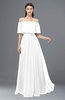 ColsBM Hana White Bridesmaid Dresses Romantic Short Sleeve Floor Length Pleated A-line Off The Shoulder