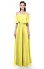 ColsBM Hana Yellow Iris Bridesmaid Dresses Romantic Short Sleeve Floor Length Pleated A-line Off The Shoulder