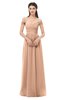 ColsBM Amirah Almost Apricot Bridesmaid Dresses Halter Zip up Pleated Floor Length Elegant Short Sleeve