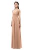 ColsBM Amirah Almost Apricot Bridesmaid Dresses Halter Zip up Pleated Floor Length Elegant Short Sleeve
