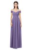 ColsBM Amirah Chalk Violet Bridesmaid Dresses Halter Zip up Pleated Floor Length Elegant Short Sleeve