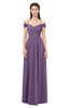 ColsBM Amirah Chinese Violet Bridesmaid Dresses Halter Zip up Pleated Floor Length Elegant Short Sleeve