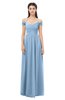 ColsBM Amirah Dusty Blue Bridesmaid Dresses Halter Zip up Pleated Floor Length Elegant Short Sleeve