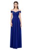 ColsBM Amirah Electric Blue Bridesmaid Dresses Halter Zip up Pleated Floor Length Elegant Short Sleeve