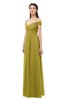 ColsBM Amirah Golden Olive Bridesmaid Dresses Halter Zip up Pleated Floor Length Elegant Short Sleeve