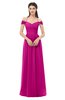 ColsBM Amirah Hot Pink Bridesmaid Dresses Halter Zip up Pleated Floor Length Elegant Short Sleeve