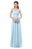 ColsBM Amirah Ice Blue Bridesmaid Dresses Halter Zip up Pleated Floor Length Elegant Short Sleeve