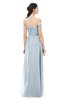 ColsBM Amirah Illusion Blue Bridesmaid Dresses Halter Zip up Pleated Floor Length Elegant Short Sleeve