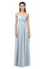 ColsBM Amirah Illusion Blue Bridesmaid Dresses Halter Zip up Pleated Floor Length Elegant Short Sleeve
