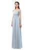 ColsBM Amirah Illusion Blue Bridesmaid Dresses Halter Zip up Pleated Floor Length Elegant Short Sleeve