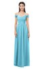 ColsBM Amirah Light Blue Bridesmaid Dresses Halter Zip up Pleated Floor Length Elegant Short Sleeve