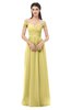 ColsBM Amirah Misted Yellow Bridesmaid Dresses Halter Zip up Pleated Floor Length Elegant Short Sleeve