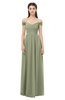 ColsBM Amirah Moss Green Bridesmaid Dresses Halter Zip up Pleated Floor Length Elegant Short Sleeve
