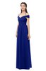 ColsBM Amirah Nautical Blue Bridesmaid Dresses Halter Zip up Pleated Floor Length Elegant Short Sleeve