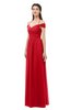 ColsBM Amirah Red Bridesmaid Dresses Halter Zip up Pleated Floor Length Elegant Short Sleeve