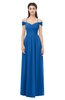 ColsBM Amirah Royal Blue Bridesmaid Dresses Halter Zip up Pleated Floor Length Elegant Short Sleeve