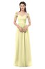 ColsBM Amirah Soft Yellow Bridesmaid Dresses Halter Zip up Pleated Floor Length Elegant Short Sleeve