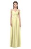 ColsBM Amirah Soft Yellow Bridesmaid Dresses Halter Zip up Pleated Floor Length Elegant Short Sleeve