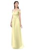 ColsBM Amirah Soft Yellow Bridesmaid Dresses Halter Zip up Pleated Floor Length Elegant Short Sleeve