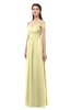 ColsBM Amirah Soft Yellow Bridesmaid Dresses Halter Zip up Pleated Floor Length Elegant Short Sleeve