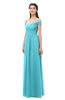 ColsBM Amirah Turquoise Bridesmaid Dresses Halter Zip up Pleated Floor Length Elegant Short Sleeve