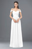 ColsBM Amirah White Bridesmaid Dresses Halter Zip up Pleated Floor Length Elegant Short Sleeve