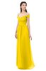 ColsBM Amirah Yellow Bridesmaid Dresses Halter Zip up Pleated Floor Length Elegant Short Sleeve