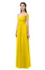 ColsBM Amirah Yellow Bridesmaid Dresses Halter Zip up Pleated Floor Length Elegant Short Sleeve