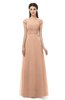 ColsBM Aspen Almost Apricot Bridesmaid Dresses Off The Shoulder Elegant Short Sleeve Floor Length A-line Ruching