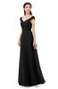 ColsBM Aspen Black Bridesmaid Dresses Off The Shoulder Elegant Short Sleeve Floor Length A-line Ruching