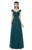 ColsBM Aspen Blue Green Bridesmaid Dresses Off The Shoulder Elegant Short Sleeve Floor Length A-line Ruching