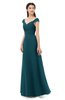 ColsBM Aspen Blue Green Bridesmaid Dresses Off The Shoulder Elegant Short Sleeve Floor Length A-line Ruching