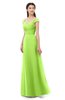 ColsBM Aspen Bright Green Bridesmaid Dresses Off The Shoulder Elegant Short Sleeve Floor Length A-line Ruching