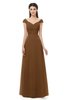 ColsBM Aspen Brown Bridesmaid Dresses Off The Shoulder Elegant Short Sleeve Floor Length A-line Ruching