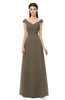 ColsBM Aspen Carafe Brown Bridesmaid Dresses Off The Shoulder Elegant Short Sleeve Floor Length A-line Ruching