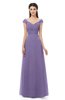 ColsBM Aspen Chalk Violet Bridesmaid Dresses Off The Shoulder Elegant Short Sleeve Floor Length A-line Ruching