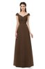 ColsBM Aspen Chocolate Brown Bridesmaid Dresses Off The Shoulder Elegant Short Sleeve Floor Length A-line Ruching