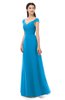 ColsBM Aspen Cornflower Blue Bridesmaid Dresses Off The Shoulder Elegant Short Sleeve Floor Length A-line Ruching