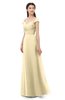ColsBM Aspen Cornhusk Bridesmaid Dresses Off The Shoulder Elegant Short Sleeve Floor Length A-line Ruching