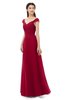ColsBM Aspen Dark Red Bridesmaid Dresses Off The Shoulder Elegant Short Sleeve Floor Length A-line Ruching