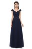 ColsBM Aspen Dark Sapphire Bridesmaid Dresses Off The Shoulder Elegant Short Sleeve Floor Length A-line Ruching