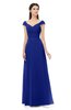 ColsBM Aspen Electric Blue Bridesmaid Dresses Off The Shoulder Elegant Short Sleeve Floor Length A-line Ruching
