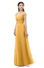 ColsBM Aspen Golden Cream Bridesmaid Dresses Off The Shoulder Elegant Short Sleeve Floor Length A-line Ruching