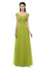 ColsBM Aspen Green Oasis Bridesmaid Dresses Off The Shoulder Elegant Short Sleeve Floor Length A-line Ruching