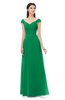 ColsBM Aspen Green Bridesmaid Dresses Off The Shoulder Elegant Short Sleeve Floor Length A-line Ruching