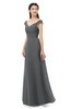 ColsBM Aspen Grey Bridesmaid Dresses Off The Shoulder Elegant Short Sleeve Floor Length A-line Ruching