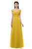 ColsBM Aspen Lemon Curry Bridesmaid Dresses Off The Shoulder Elegant Short Sleeve Floor Length A-line Ruching